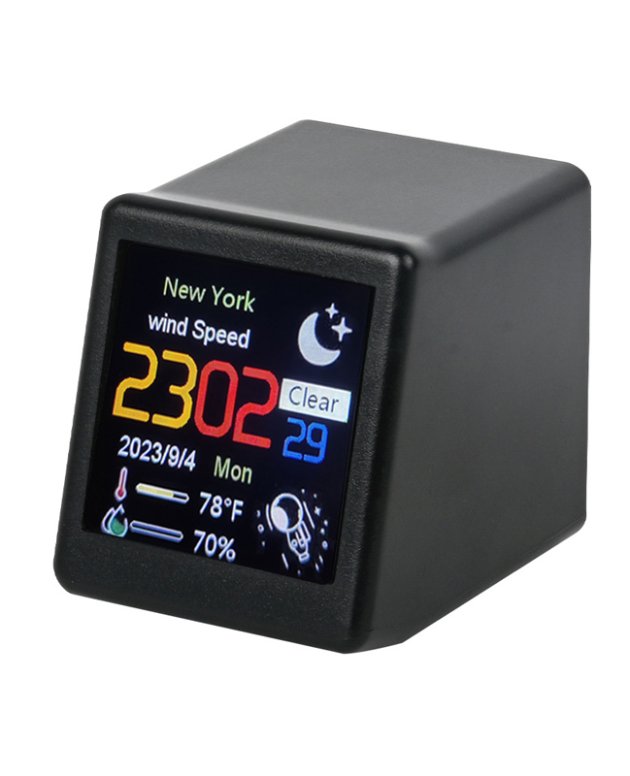 Wi-Fi Enabled Desktop Smart Mini Digital Weather Clock- Type C Plugged-in_0