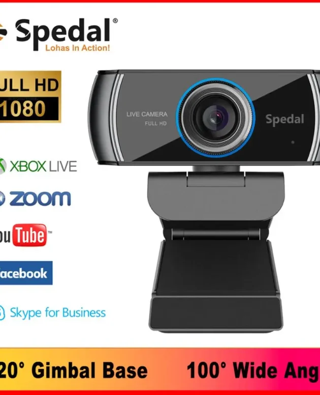 Spedal C920 1080p Hd Webcam with Microphone 100°Wide Angle Video Conferencing Live Streaming Free Drive for PC Mac Laptop