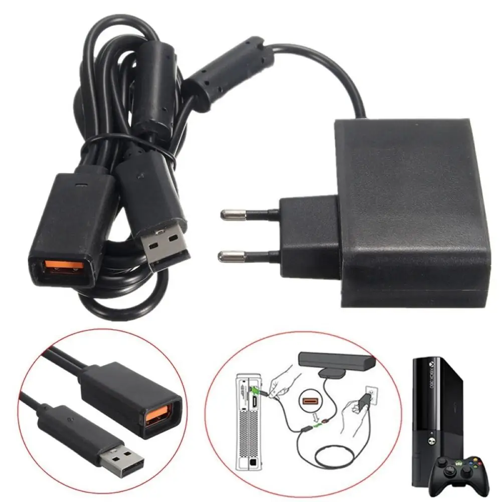 Power Supply Charger Adapter USB Charging Cable for X-box 360 Kinect Sensor