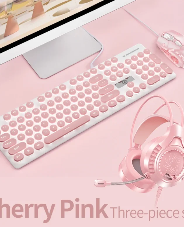 Three-piece Set Punk Gaming Keyboard and Mouse Earphone Set Luminous Keyboards 3200 DPI Mice Headset Combos Computer Accessories