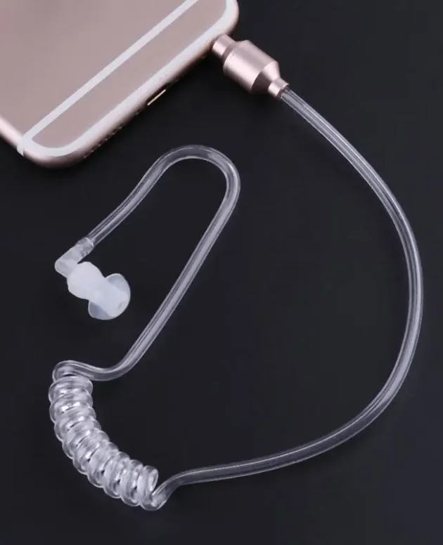 Monaural 3.5mm Soft Air Acoustic Tube In Ear Earphone Stereo Anti-radiation Earpiece Headset for Wireless Bluetooth Clip Device
