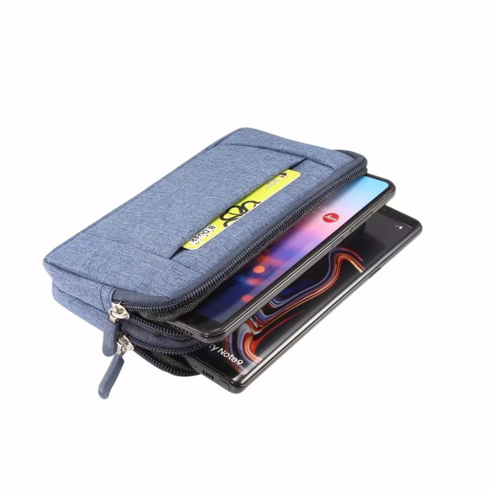 Denim Dual Two Pouch Belt Clip Phone Case For iPhone 16 15 Plus 14 13 12 Pro Max,Xiaomi Redmi Note 11 Men Tool Waist Bag Holster