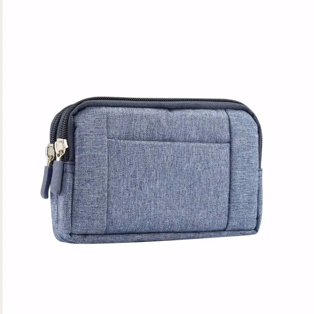 Denim Dual Two Pouch Belt Clip Phone Case For iPhone 16 15 Plus 14 13 12 Pro Max,Xiaomi Redmi Note 11 Men Tool Waist Bag Holster - Image 2