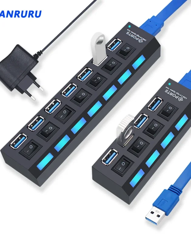 USB Hub 3.0 Hub USB 3 USB 2.0 Multi USB Splitter Power Adapter 4/7 Port Multiple Expander 2.0 with Switch for PC Accessories