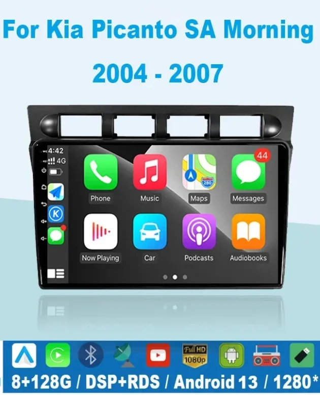 Android 13 For Kia Morning Picanto 2004 - 2007 Car Radio Audio Stereo Carplay Android Auto Navigation QLED Multimedia Player