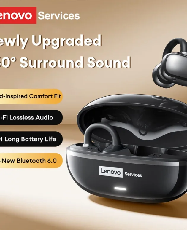 NEW Lenovo RS102 Open Ear Wireless Earphones Bluetooth 6.0 Clip On OWS Sports Headphones Ear Clip Earbuds Touch Control with Mic