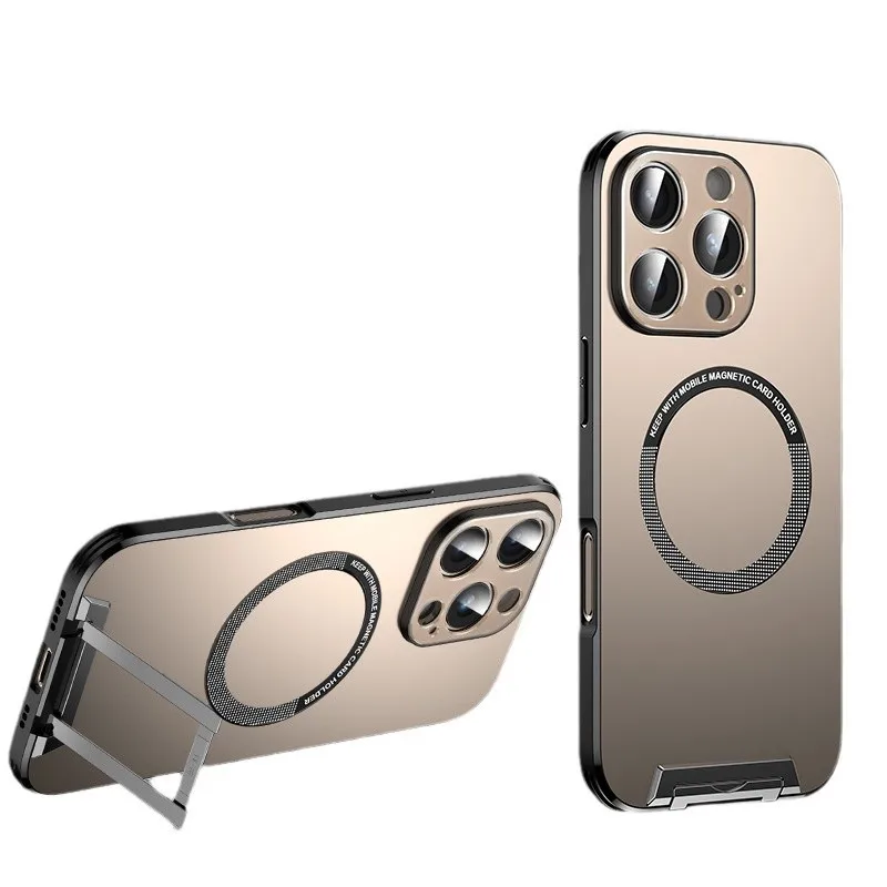 For iPhone 16 Pro 16 Pro Max Case Metal Invisible Bracket Stand Back Cover Magnetic Cover For iPhone 16 Pro Max