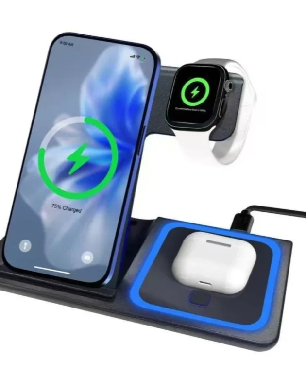 LED 3 in 1 Wireless Charger Station For iPhone 17 16 15 14 13 12 Pro Max Apple Watch 10/9/8/7/6/5 AirPods 3/2 Fast Charging Dock