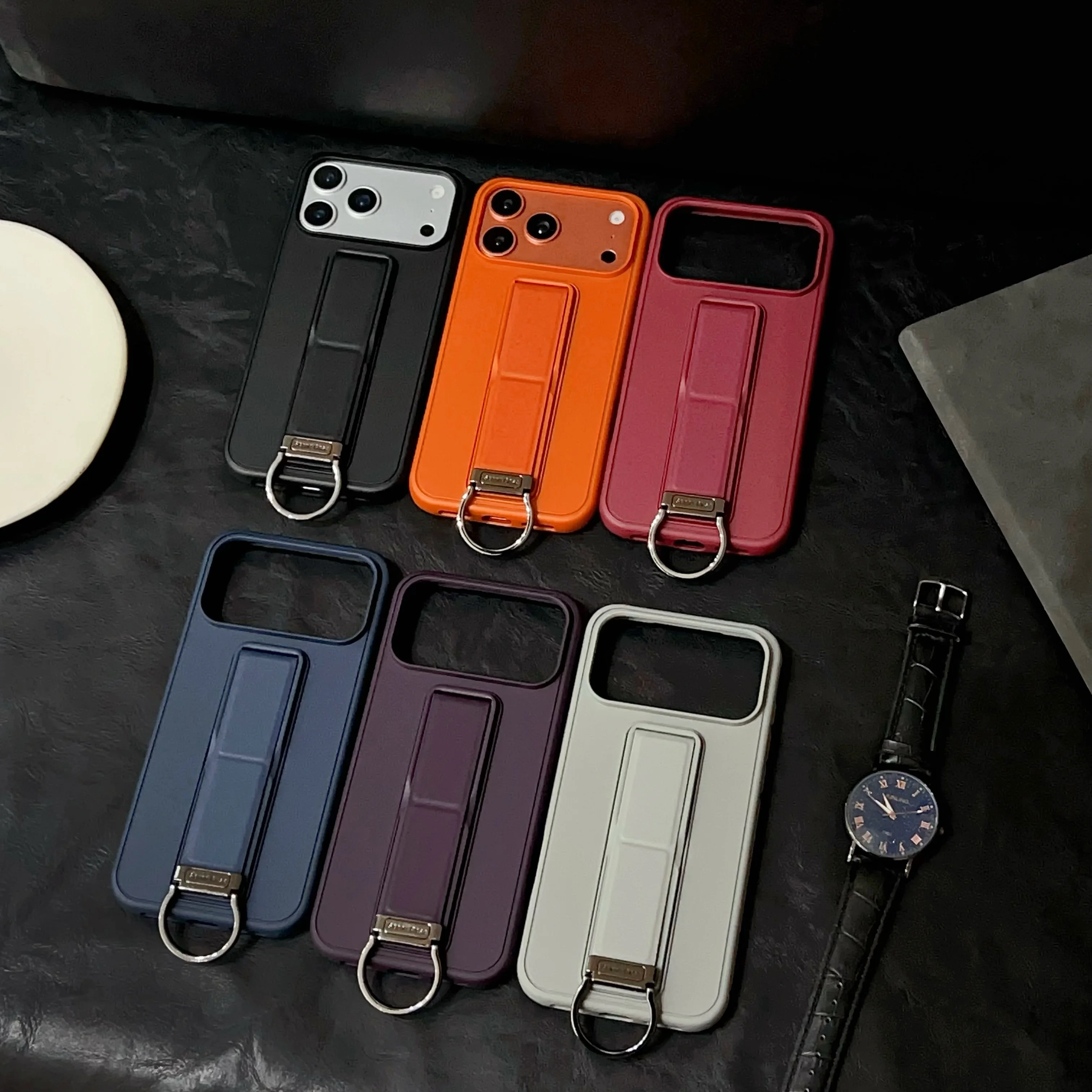 Magnetic Solid Color Metal D buckle Phone Case For iPhone 17 Pro Max 16 Plus 15 14 13 Slim Fit Shockproof kickstand Cover - Image 2