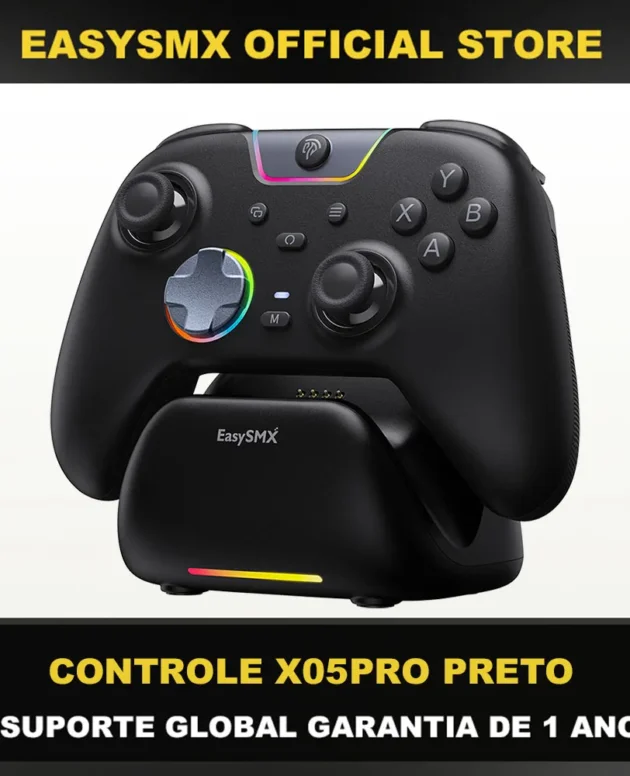 EasySMX X05Pro Charging Dock Controller for PC/Switch/Phone, Silent Button, 1000mAh Battery, Hall Joystick, RGB, Ergonomic Grip