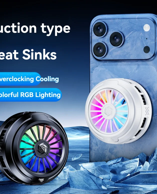 K62 Universal Portable Magnetic Semiconductor Phone Cooler with RGB Lights Powerful Cooling Fan for Gaming New