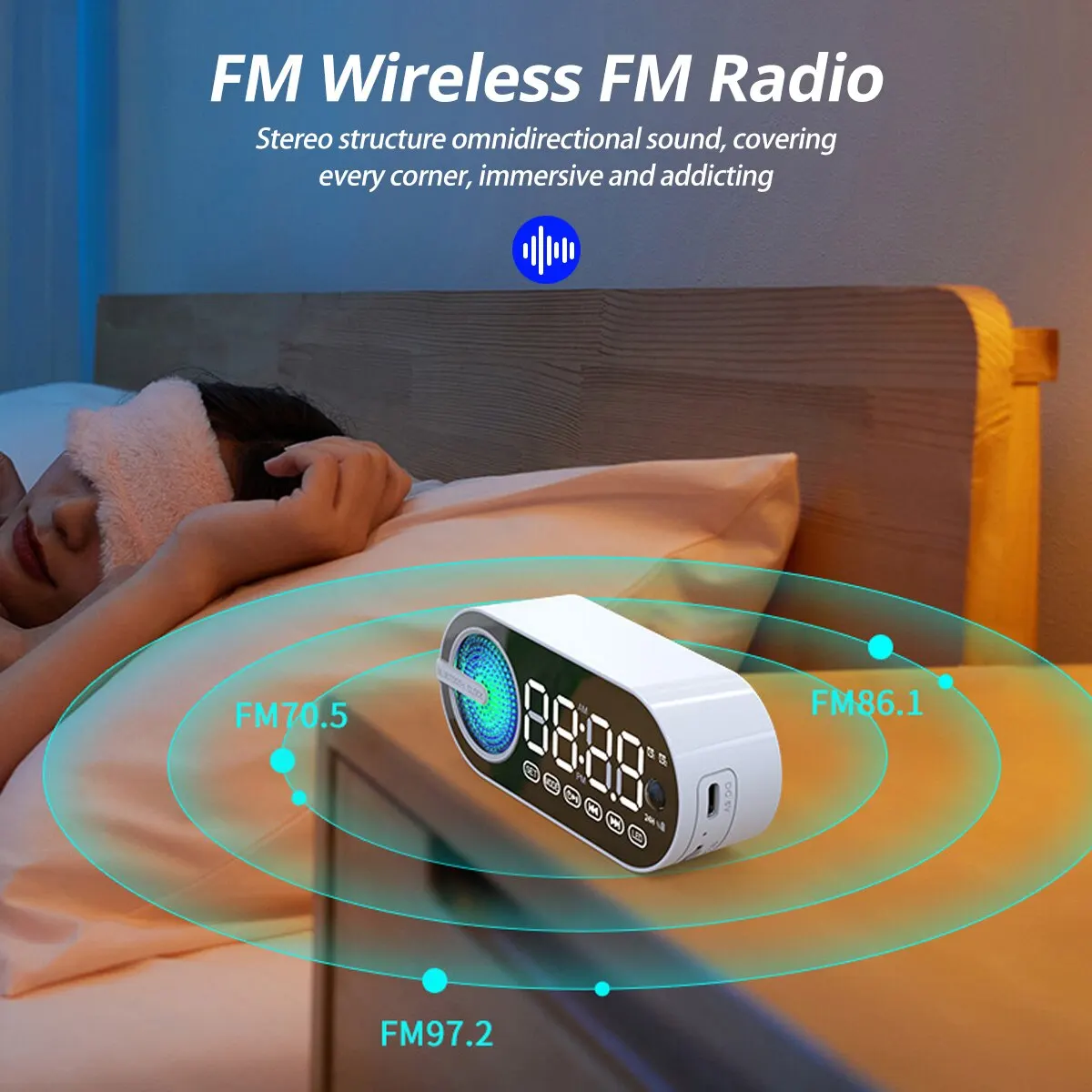 Mini Wireless Bluetooth Speaker Alarm Clock RGB TWS USB LED Mirror Digital Clock FM Large Display Living Room Office Decoration - Image 4