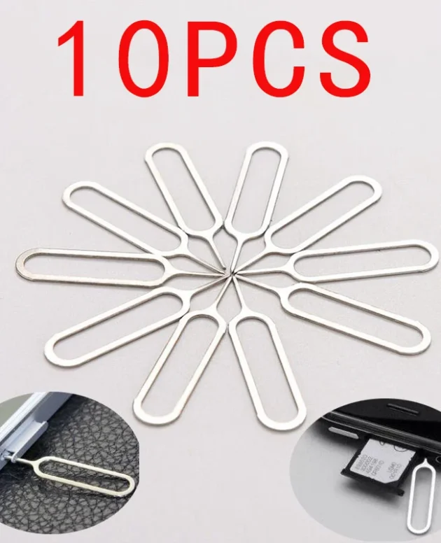 10pcs Anti-Lost Eject Sim Cards Tray Open Pin Needle Key Tool Ejetor for IPhone IPad Mobile Smartphone SIM Remover Accessories