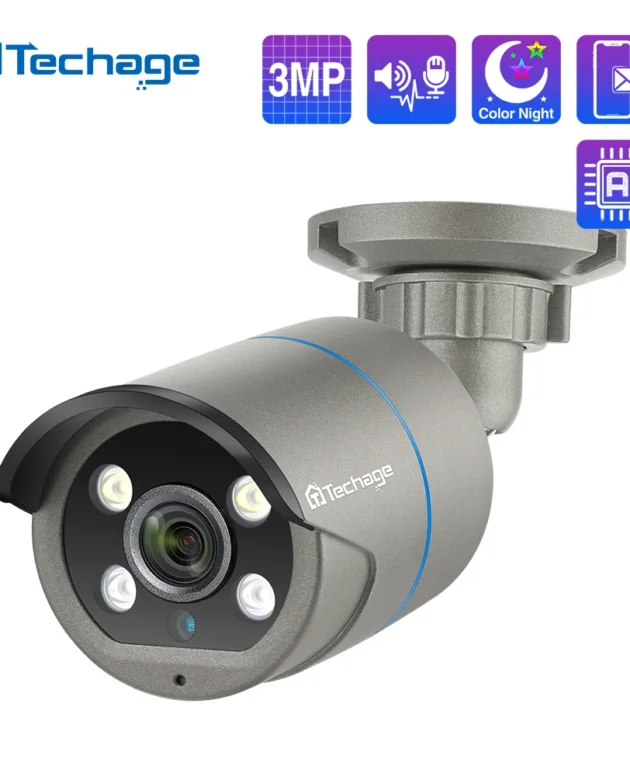 Techage 4MP Two Way Audio POE IP Camera H.265 IP66 Waterproof Outdoor Video CCTV Security Surveillance Camera for POE NVR System