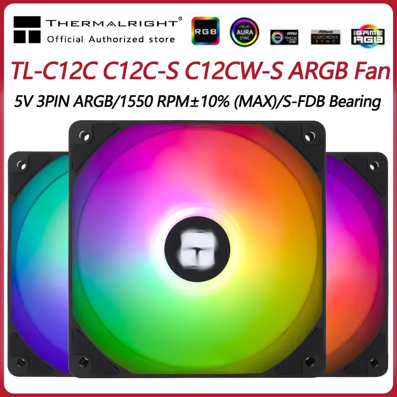 Thermalright TL-C12C 3 in 1 120mm Cooling Fan 5V ARGB gamer Adjust Speed Cooler argb Adjustable computer Case Fan ventilador