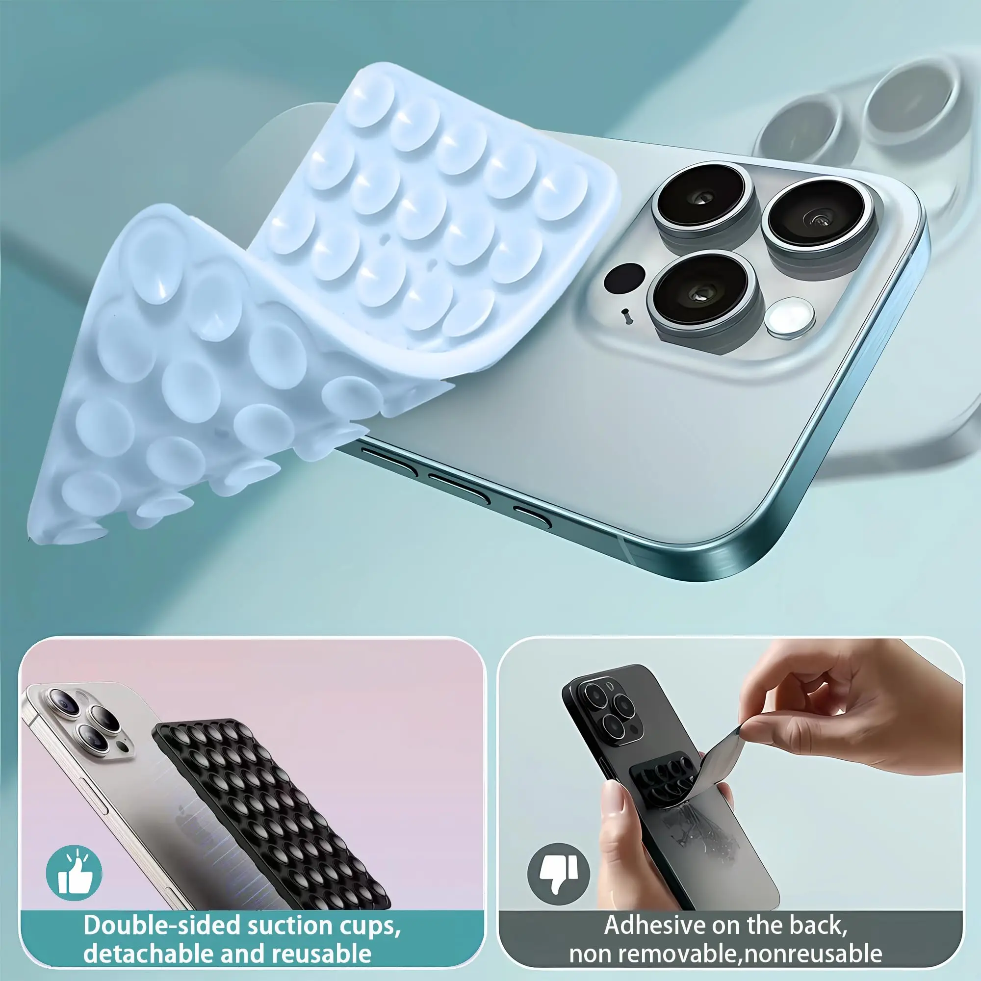 Silicone Suction Cup Phone Holde Multifunctional Fixed Anti-slip Mobile Fixture Double Sided Detachable Phone Rubber Sucker Pad - Image 2