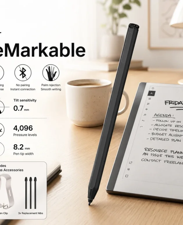 4096 Levels Pressure EMR Pen for reMarkable 2 Premium Tilt Sensitive Stylus with Eraser and Palm Rejection for reMarkable Paper
