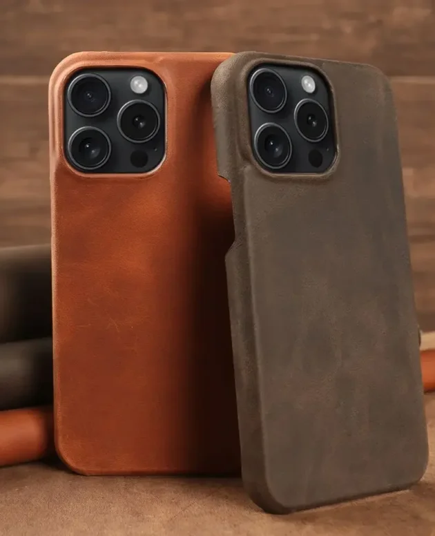 ZWW Crazy House Genuine Leather Cover Case For Iphone 15 Pro Max Case For Iphone 14pro 12 11 XR XS 13 8 Aesthetic Vintage Retro