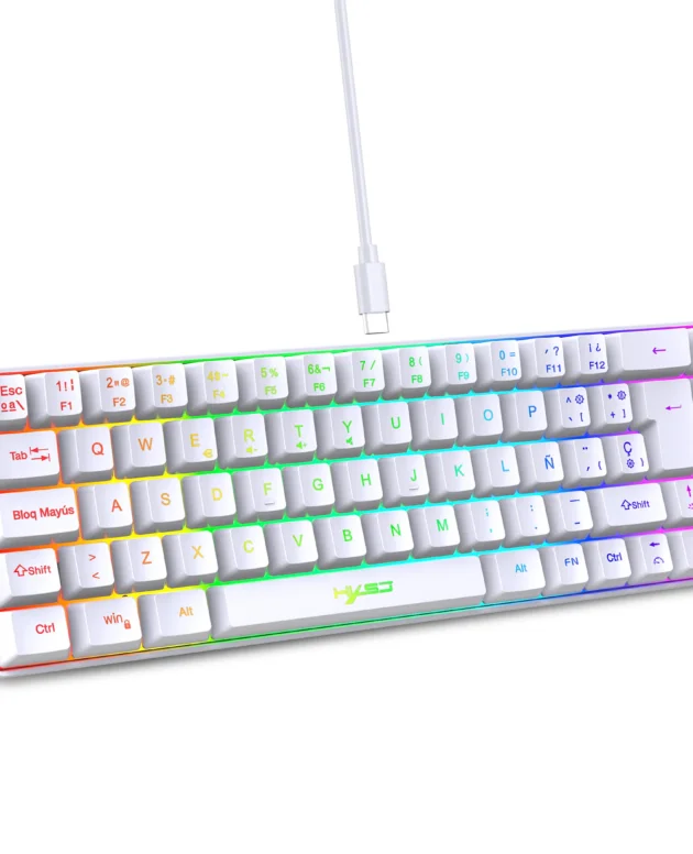 Hot sale!Spanish 69-key RGB backlit wired gaming keyboard, 68% compact design, A must-have gadget for office workers and gamers