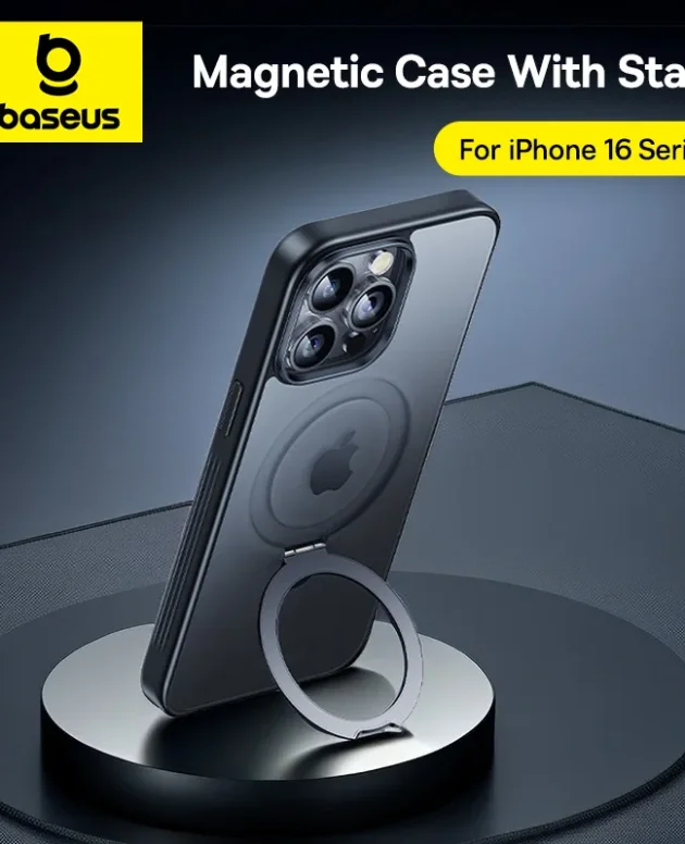 Baseus Magnetic Stand Case for iPhone 16 15 14 13 Pro Max Plus Case 180° Adjustable Kickstand Ring Cover Magnetic Charging Case