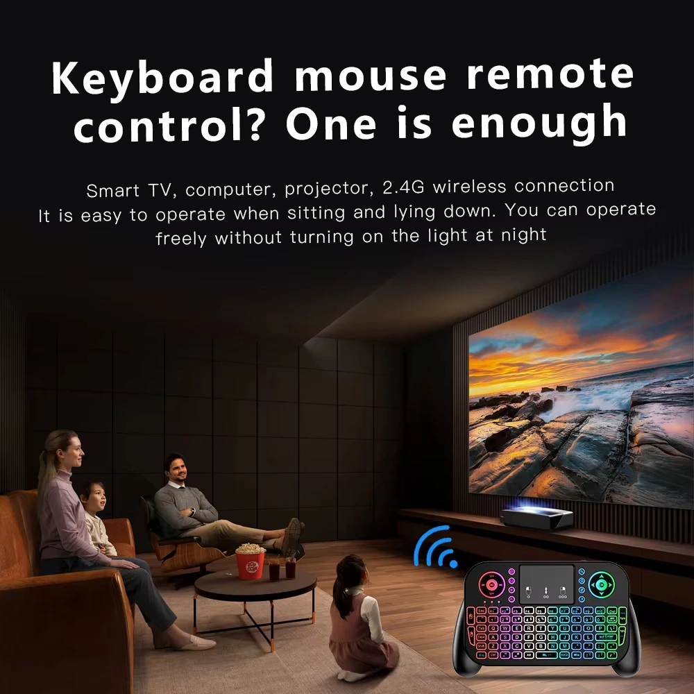 RGB Mini Keyboard Bluetooth 5.0 Keyboard 2.4G Wireless Keyboard Dual-mode Rechargeable Keyboard with Touchpad for Android TV Box - Image 5
