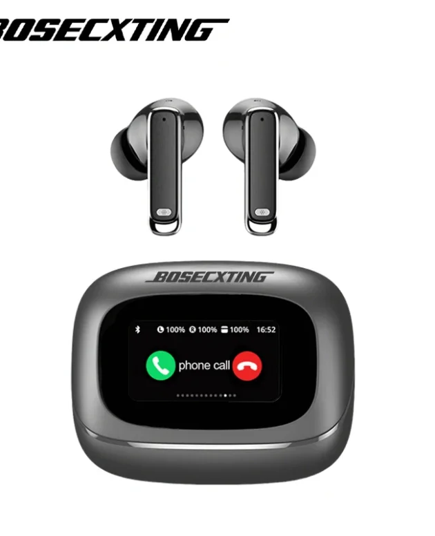 BOSECXTING TOUR PRO6 TWS Wireless Bluetooth Earphones Smart Touch Screen ANC Active Noise Cancellation Earbud Heavy Bass Earbuds