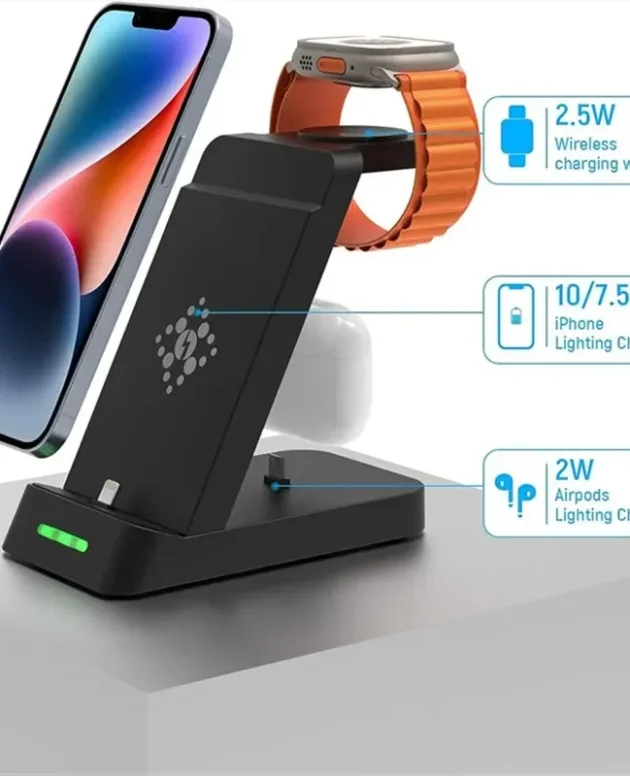 3 In 1 Wireless Charger Stand For iPhone 14 13 12 11 X Samsung S22 S21 Fast Charging Station Dock For Galaxy/Apple Watch AirPods