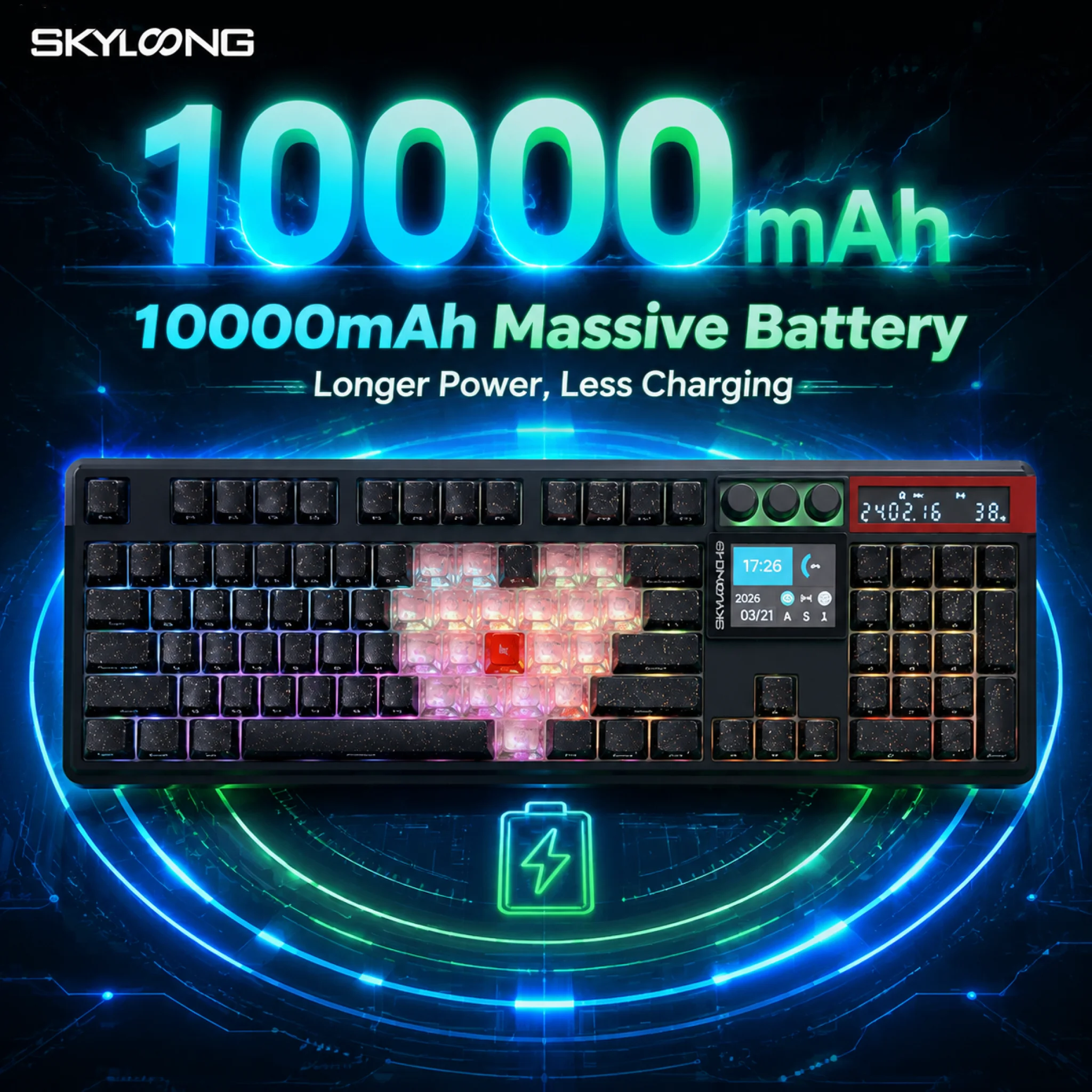 SKYLOONG GK104 Pro Wireless Mechanical Keyboar Full-Size Gamer Keyboard RGB Backlit Voice Calculator 8K Polling Rate for PC - Image 3