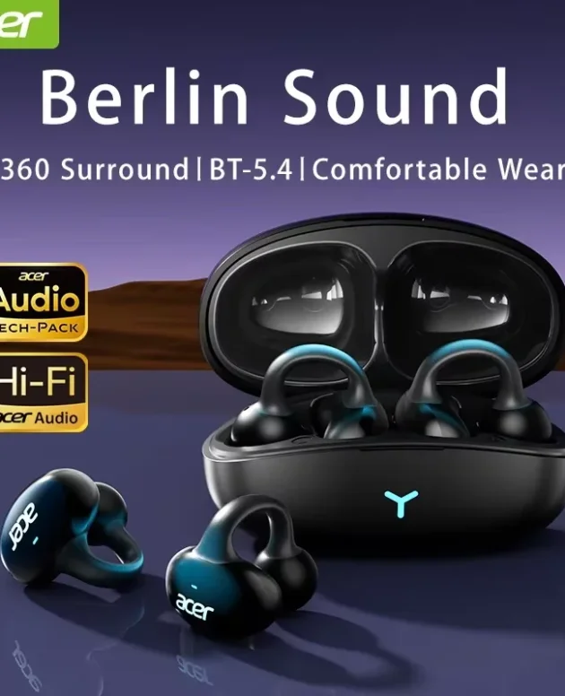 Acer Ear Clip Earphones TWS Clips on Ears Bluetooth 5.4 Earbuds Dolby Sound Quality AAC/SBC Wireless Sports Headphones OHR206