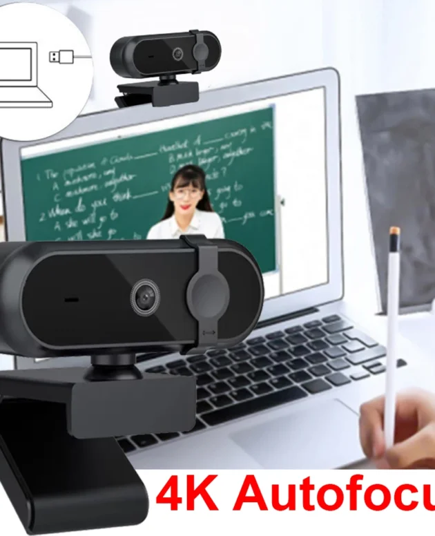 4K 2K Autofoucs Microphone Webcam 30fps Full HD for Gamer Live Video Calling Online Meeting Driver Free USB Plug Privacy Cover