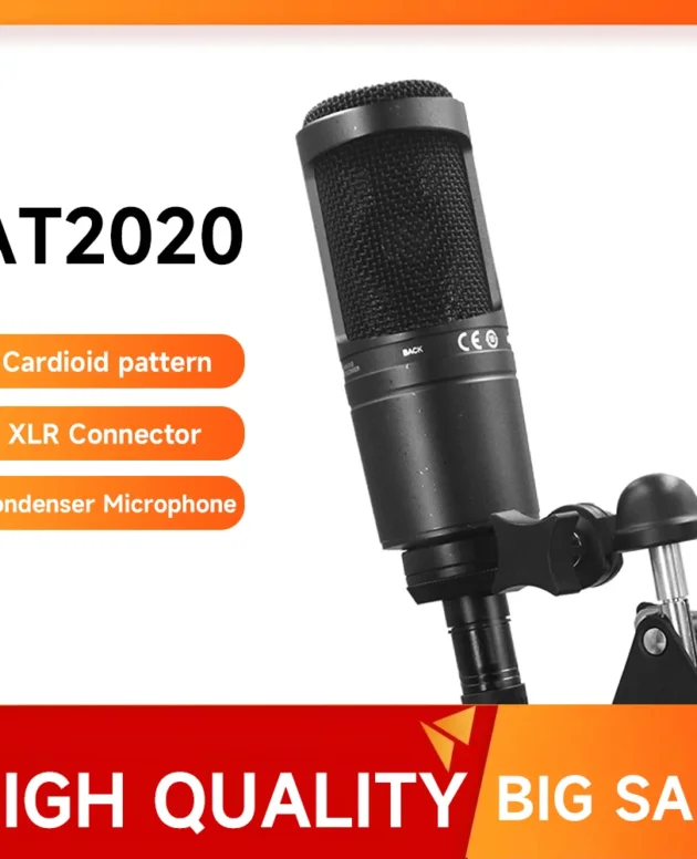 Sanpusen AT2020 Professional Audio Wired Cardioid Condenser Microphone for Vocal Condenser Pro Studio Live Recording