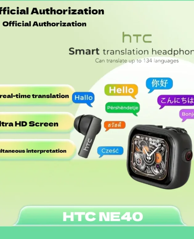 HTC NE40 Ultra HD Screen Bluetooth 6.0| Black | Wireless Earphones| Real-Time Translation AI Translator Earbud In-Ear Mic