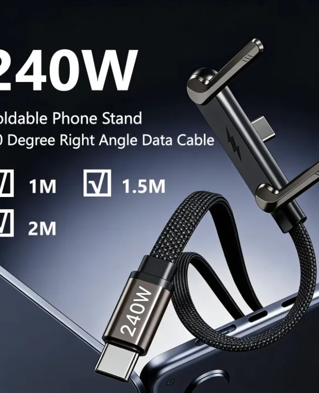 240W PD Fast Charging USB to Type C/Type C to Type C Cable Cable with Foldable Stand Phone Holder For iPhone Xiaomi HUAWEI 2026