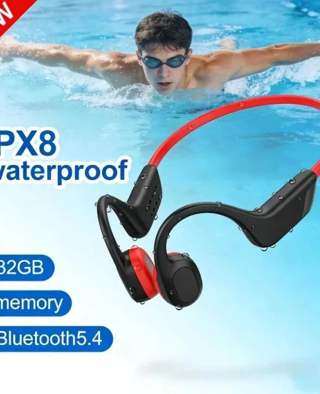 Bone Conduction Headphones IPX8 Bluetooth 5.4 Waterproof Wireless Sports Headset with Mic for Swimming Running Fitness Gym 2026