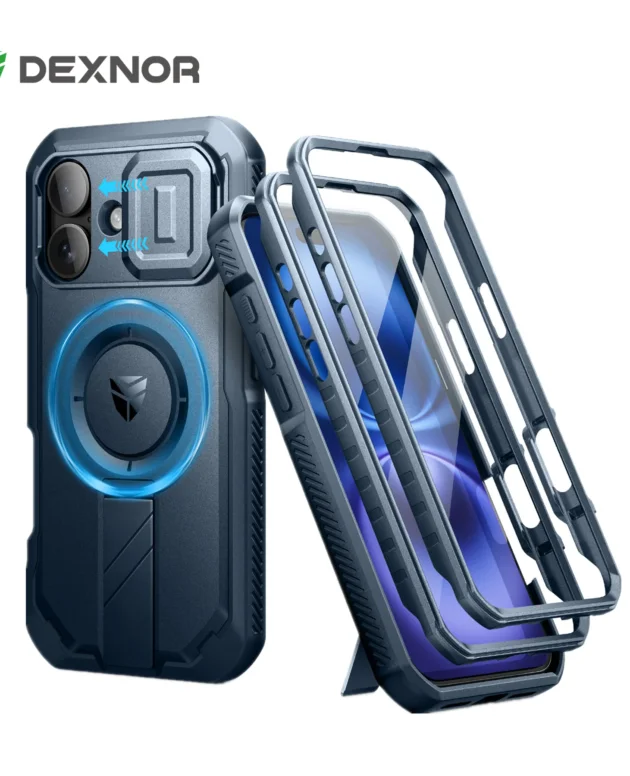 For iPhone 16 Case Kickstand Compatible with MagSafe Shockproof Bumper Cases with Slide Camera Cover Built-in Screen Protector