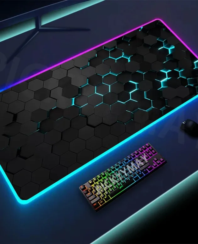 Geometry Large RGB Gamer Mousepad 40x90cm Mouse Mat Gaming Mousepads LED Keyboard Mats Luminous Desk Pads Mouse Pad For PC