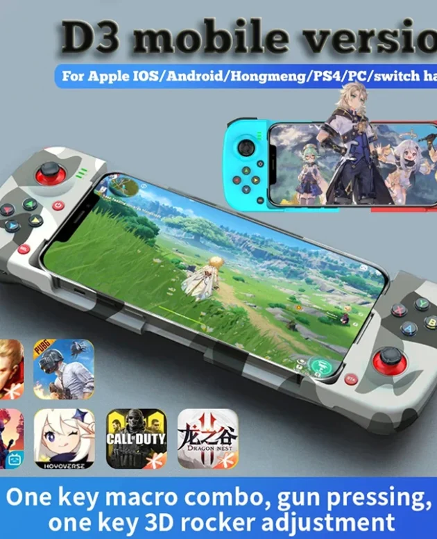 D3 Gamepad Telescopic Controller For IPhone IOS Android PUBG Switch PS4 Stretch Wireless BT 5.0 Phone Eat Chicken Game Joystick