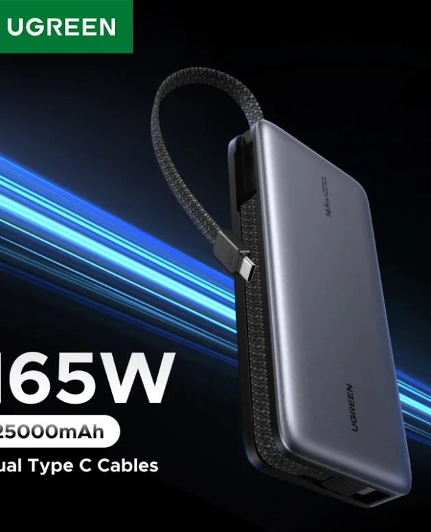 UGREEN Nexode PD 165W 25000mAh Power Bank 140W PD3.1 Portable Fast Charger with Dual Type C Cables External Battery