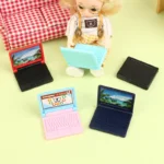 1Pc Plastic Dollhouse Miniature Office Computer Toys Model Mini Simulation Laptop Dolls House Decoration Accessories-Toy