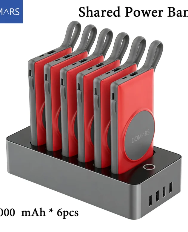 Domars 6-in-1 Wireless Charging Station with 6 x 10000mAh Power Bank Built-in Data Cable 20W Magnetic Fast Charging for iPhone