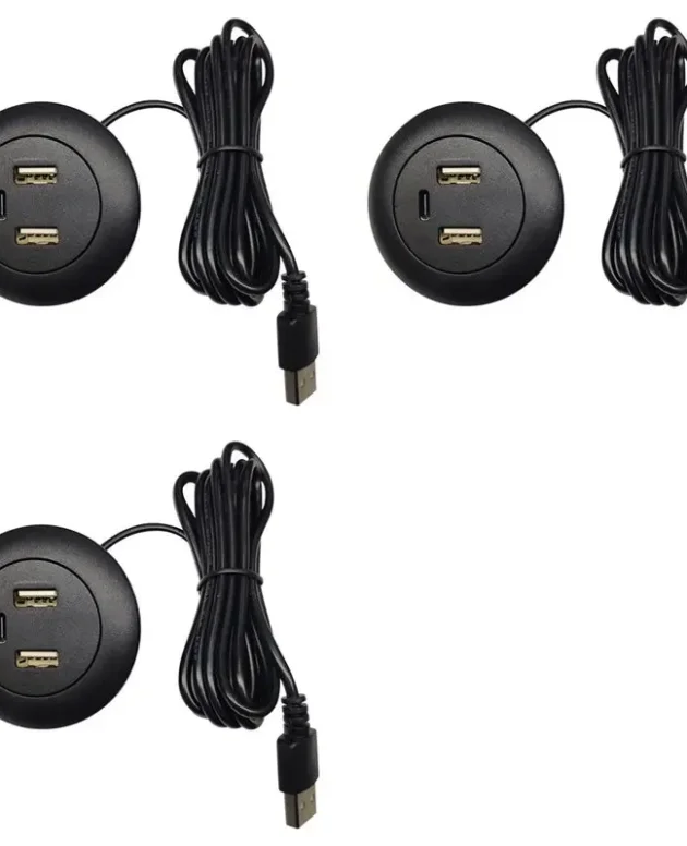 Stylish-3X Desktop Hole Embedded USB Hub Type-C USB 3 In 1 Splitter