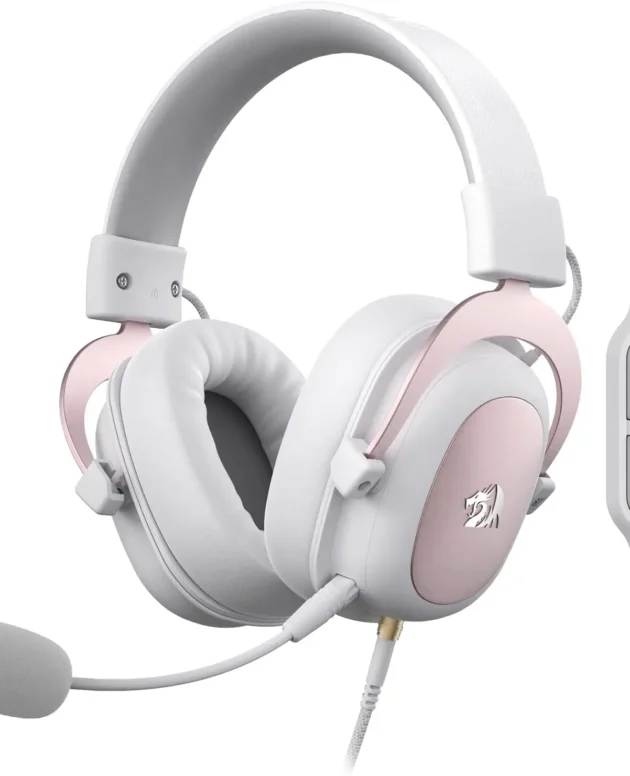 Redragon H510 Zeus White Wired Gaming Headset - 7.1 Surround Sound Memory Foam Ear Pads 53MM Drivers