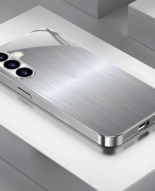 New silver abstract line electroplated phone case, suitable for Samsung S26/S25, S24/S23/S22/S21/S20, etc. modelss