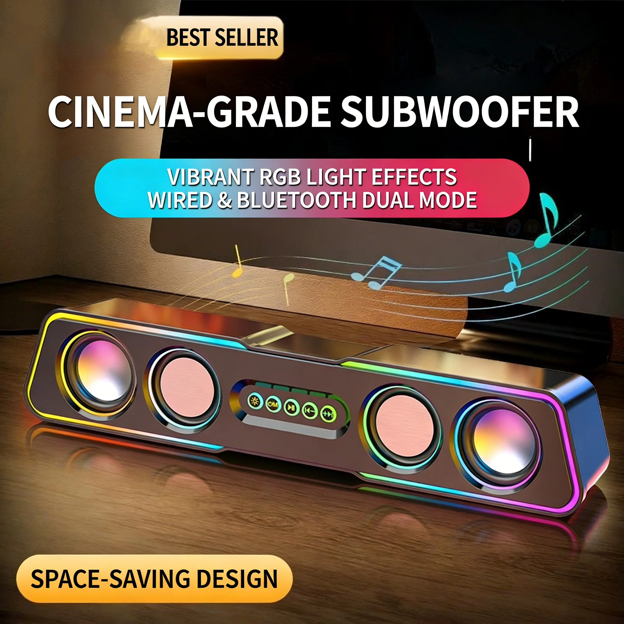 Computer speaker Bluetooth dual-mode dual speaker subwoofer HIFI sound effect high volume 5.0 Bluetooth RGB dazzling lights - Image 4