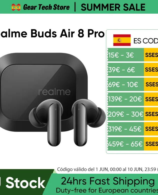 Global Version Realme Buds Air 8 Pro Wireless Headphones with 55Db Active Noise Cancellation, Bluetooth 6.1, 48-Hour Battery
