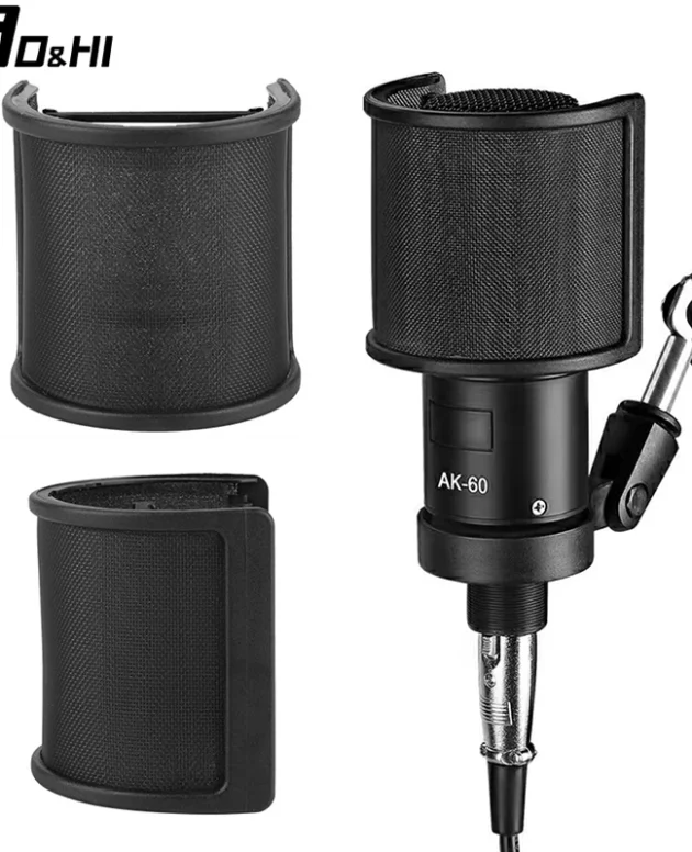 1Pcs Universal Black Microphone Filter Condenser Microphone PC Studio Recording Metal Windscreen Mic Pop Screen Accessories