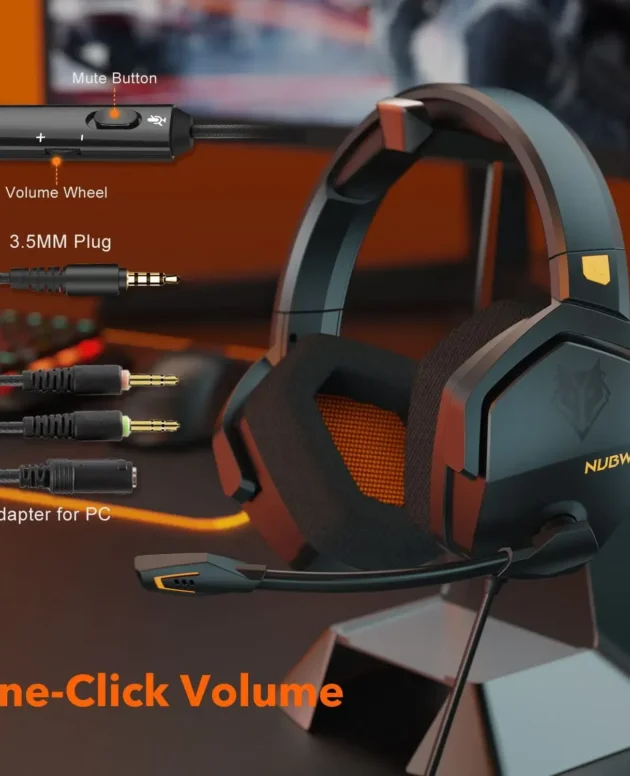 NUBWO N16 Gaming Headset Noise Canceling Mic,Stereo Sound Wired Headphone for PS5, PS4, Xbox One, Switch, PC,Gamer Headset