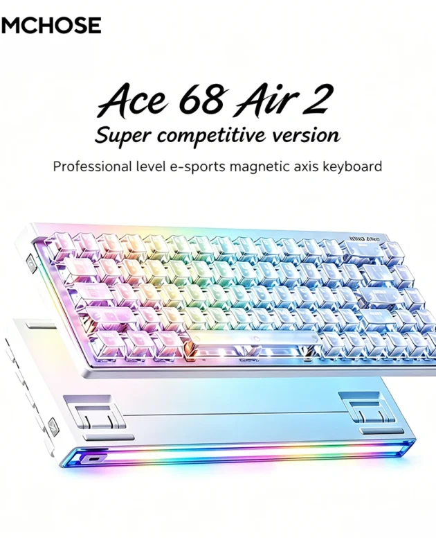 MCHOSE Ace68 Air 2 Magnetic Mechanical Keyboard Transparent Keycaps 8K+256K 0.08ms Low Latency E-Sports RGB Gaming Keyboard