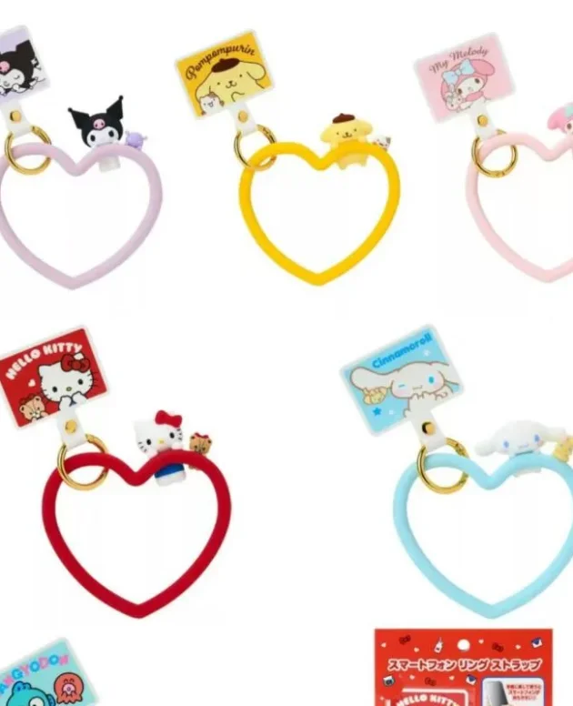 New Sanrio Phone Ring Kawaii Kuromi Pom Pom Purin Silicone Phone Pendant Ins Korean Cartoon Anime Friend Birthday Gift