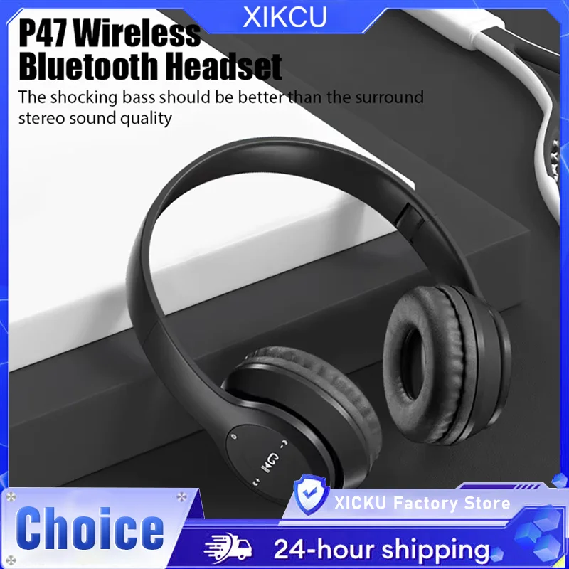 P47 Wireless Bluetooth Headphone With Microphone Foldable Headsets Bass HiFi Sound Music Stereo Earphone For Smartphones TV Game
